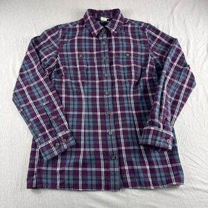 Duluth Trading Flannel Womens XS Red Plaid Long Sleeve Button Up Camp Gorp READ